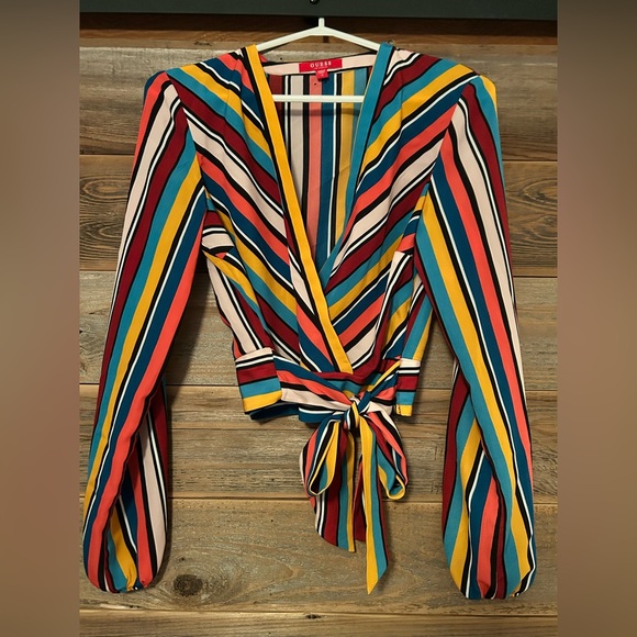 Guess Tops - Guess Women’s Wrap Blouse – Size Small - Crop Style